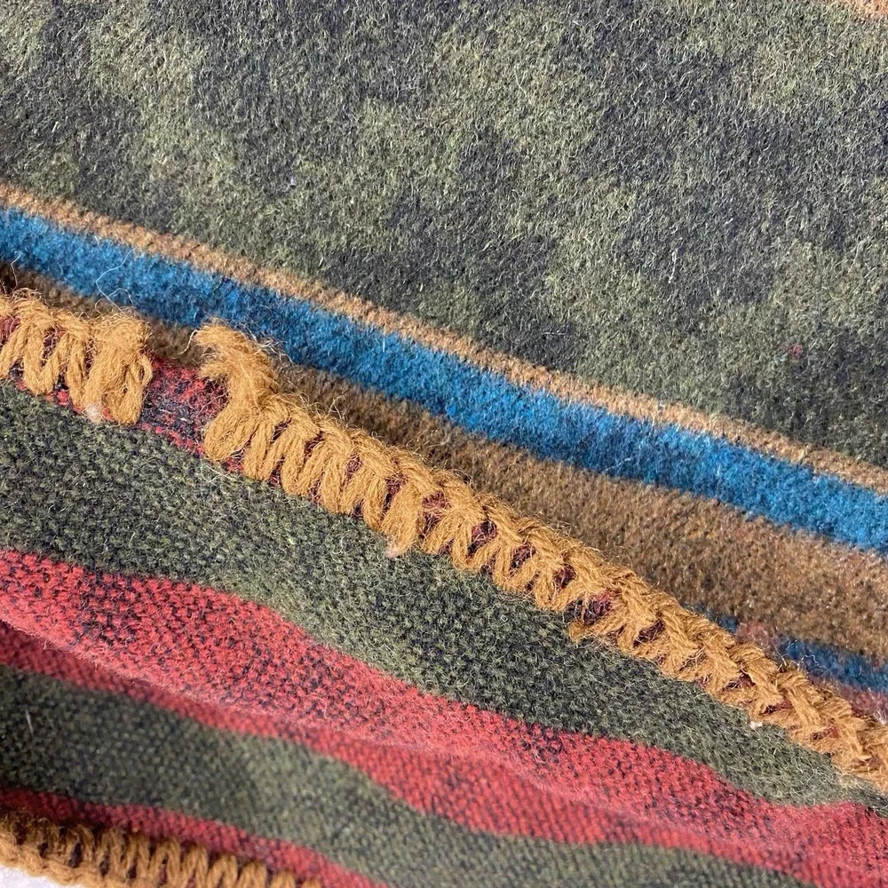 Vtg Field Gear Skirt Women 14 Green Wrap Blanket Wool Blend Southwest Earth Tone